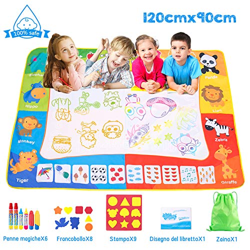 SPLAKS Acqua Doodle Tappeto, Tappeto Magico Bambini 120 *90cm, con 6 Penne... - Ilgrandebazar