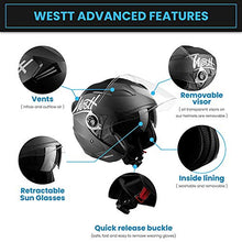 Carica l&#39;immagine nel visualizzatore di Gallery, Westt Jet · Casco Moto Nero Opaco Doppia Visiera M (57-58cm), - Ilgrandebazar