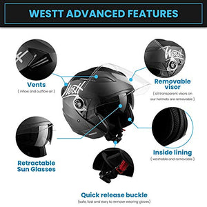 Westt Jet · Casco Moto Nero Opaco Doppia Visiera M (57-58cm), - Ilgrandebazar