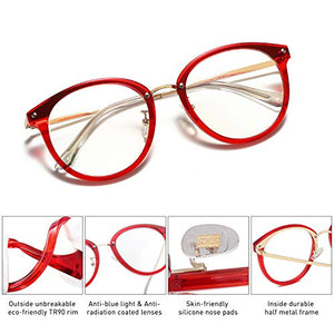 SOJOS Occhiali Anti Luce Blu Rotondi Vintage C3 Rossotelaio/ Lente Anti-blu - Ilgrandebazar