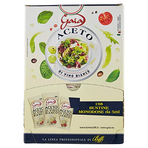 Gaia Aceto di Vino Bianco - 198 Bustine Monodose da 5 Ml - 990 Gr