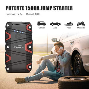 YABER Avviatore Emergenza per Auto, 1200A Jump Starter Auto Portatile(Fino a...