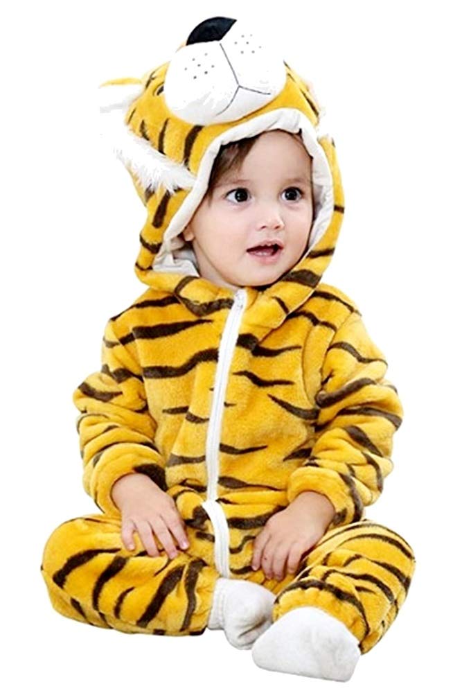Vestito di Carnevale da Tigrotto Tuta Intera senza piedi con Cappuccio in...