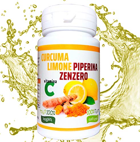 Curcuma e Piperiana Plus zenzero limone vitamina C- 130 cpr-Antiossidante...