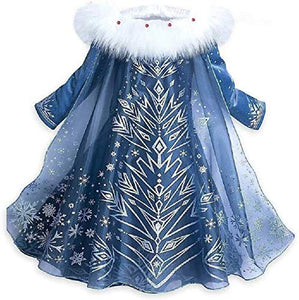 Costume da Elsa per bambina - Con guanti e treccia Taglia 120 - 3-4 anni, blu - Ilgrandebazar