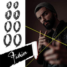 Carica l&#39;immagine nel visualizzatore di Gallery, Cupimatch 7mm-14mm Orecchini cerchio rotondi acciaio inossidabile Nero - Ilgrandebazar