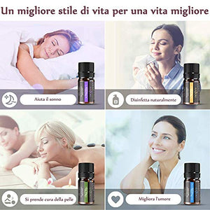 Anjou Olio Essenziale Set di 12 per Aromaterapia, Oli Essenziali Puri 12x5ml - Ilgrandebazar