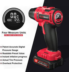 ICARMAINT Compressore Aria Portatile Auto Pompa Bicicletta Elettrica 2600mAh...