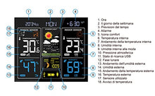 Carica l'immagine nel visualizzatore di Gallery, Stazione Meteo Multifunzione - 2 Sensori di Temperatura - Sveglia Digitale, Previsioni del Tempo, Display delle Fasi Lunari, Display a Colori, Porta di Ricarica USB