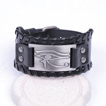 Carica l'immagine nel visualizzatore di Gallery, TEAMER vintage amuleto occhio di Horus Leather Antique Silver,black - Ilgrandebazar