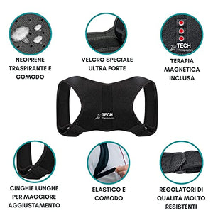 TECH THERAPEUTICS Correttore Posturale Spalle Schiena Dritta - Postura Schiena Uomo e Donna - Raddrizza Spalle Fascia Posturale per Mal Di Schiena, Collo, Spalle e Cervicale - Taglia S-M