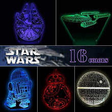 Carica l&#39;immagine nel visualizzatore di Gallery, Lampada 3D Star Wars Regalo Perfetto, 16 Colori Dimmerabile Lamp Illusion... - Ilgrandebazar