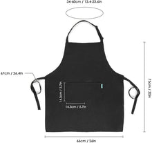 Carica l'immagine nel visualizzatore di Gallery, Esonmus Grembiule regolabile da 2 pezzi con 2 tasche Grembiuli da Cucina per Cuoco, per Uomo e Donna, Nero