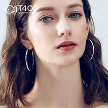 Carica l&#39;immagine nel visualizzatore di Gallery, T400 Orecchini Cerchio Argento 925 Creoli per Donna Ragazze Sleeper Regali...