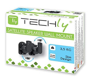 Techly 309692 Coppia Staffe Speakers a Parete Universali Regolabili Nero