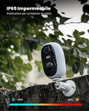 Carica l'immagine nel visualizzatore di Gallery, ieGeek 2K Telecamera Wi-Fi Interno / Esterno Batteria Senza Fili, Videocamera Sorveglianza con Visione Notturna a Colori, Allarme con Rilevamento del Movimento, Sirena, IP65, Audio a 2 Vie, SD/Cloud