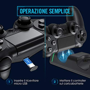 Caricatore Controller PS4, VicTsing Base di Ricarica Doppio per Joystick Nero