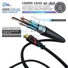 Carica l&#39;immagine nel visualizzatore di Gallery, CSL - 10m Cavo HDMI 4k 60Hz HDR - 2.0 a b - 4K 3D UHD 1080p R Nero