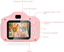 Carica l'immagine nel visualizzatore di Gallery, Faburo Macchina Fotografica per Bambini con Scheda SD 32 GB, Macchina Fotocamera Bambini Portatile Digitale Portatile Digital Camera Kids Videocamera Regalo di Compleanno per Bambini(Rosa)