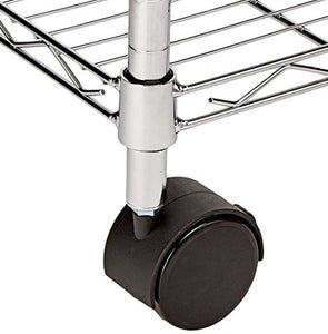 AmazonBasics - Scaffalatura a 3 ripiani, su rotelle, Cromo - Ilgrandebazar