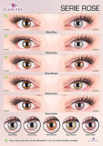 GLAMLENS Lenti a contatto colorate Rose Blue - azzurre - mensili - con porta...