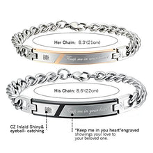 Carica l&#39;immagine nel visualizzatore di Gallery, Cupimatch Coppia Lovers Braccialetto Bracciale Acciaio Inox Mosaico zircone... - Ilgrandebazar