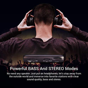 Radio FM/AM a transistor portatile tascabile PRUNUS J-982, con modalità Nero
