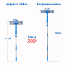Carica l&#39;immagine nel visualizzatore di Gallery, IKU Kit Lavavetri Telescopico 3-in-1 (145cm) con Testa Tergivetri 145 CM, Blu - Ilgrandebazar