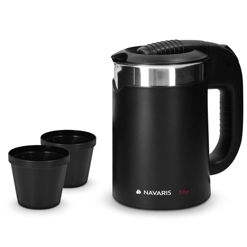 Navaris Mini Bollitore Acqua da Viaggio 0,5L - Boiler Piccolo Nero - 2019 - Ilgrandebazar