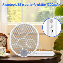 Carica l&#39;immagine nel visualizzatore di Gallery, 3 in 1 Racchetta Zanzare Elettrica Pieghevole Mosquito Killer 3000V USB Ricaricabile racchetta antizanzare con Base e Appendere al Muro Adatto Uso Interno ed Esterno
