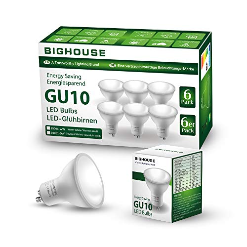BIGHOUSE Lampadine LED GU10, 5Watt Pari ad alogene da 60Watt, Confezione 6 - Ilgrandebazar