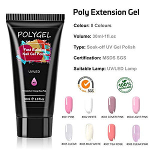 Gel per Unghie Ricostruzione Kit, Mysweety 8 Colorati Poly professionale...