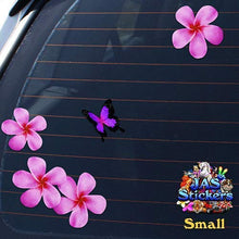 Carica l&#39;immagine nel visualizzatore di Gallery, Fiore frangipani plumeria rosa doppio + farfalla adesivi auto autoadesivi -... - Ilgrandebazar