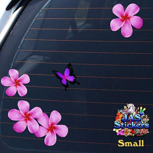Fiore frangipani plumeria rosa doppio + farfalla adesivi auto autoadesivi -... - Ilgrandebazar