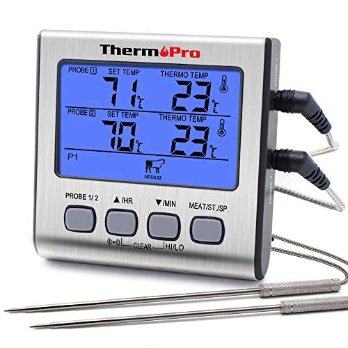 ThermoPro TP17 Termometro Cucina Digitale a Doppia Sonda con Modalità Timer... - Ilgrandebazar