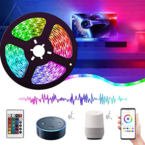Striscia LED WIFI Alexa 5M con Telecomando, REETWO Strisce Musicale, 5m
