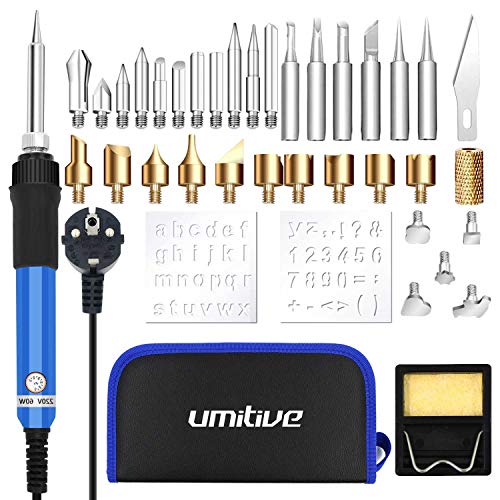 Umitive 37Pcs Kit Pirografia Legno, 60W, Temperatura Regolabile, Con 33...