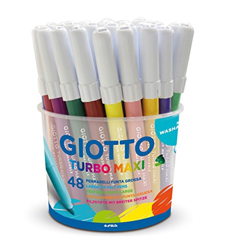 Giotto Turbo Maxi 521400 - Pennarelli , Punta Larga, 5mm, Confezione da 48 - Ilgrandebazar