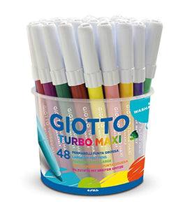 Giotto Turbo Maxi 521400 - Pennarelli , Punta Larga, 5mm, Confezione da 48 - Ilgrandebazar