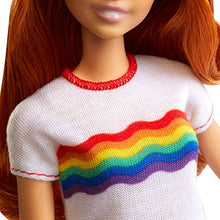Carica l&#39;immagine nel visualizzatore di Gallery, Barbie- Fashionista, Bambola Bionda con Maglietta Stampa Arcobaleno e Gonna... - Ilgrandebazar