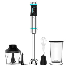 Carica l&#39;immagine nel visualizzatore di Gallery, Cecotec Frullatore a mano Power Pulsar 2300 MAX. Potenza massima 2300 W, Lame a 4 Lame Con Rivestimento In Titanio Nero, Piede XL, Bicchiere 700 ml con Coperchio, Aste e Tritatutto con Becco Ghiaccio
