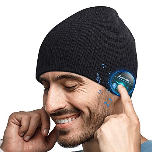 EVERSEE Regalo per Donna e Uomo Cappello Bluetooth - Invernale Bluetooth Cappello Uomo Donna Musicale, Regalo Natale Uomo Donna, Adatto per Sci Ciclismo Jogging,Nero,Taglia Unica
