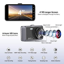 Carica l&#39;immagine nel visualizzatore di Gallery, Dash Cam, Abask Doppia Telecamera per Auto, 4 Pollici FHD 1080P Visione...
