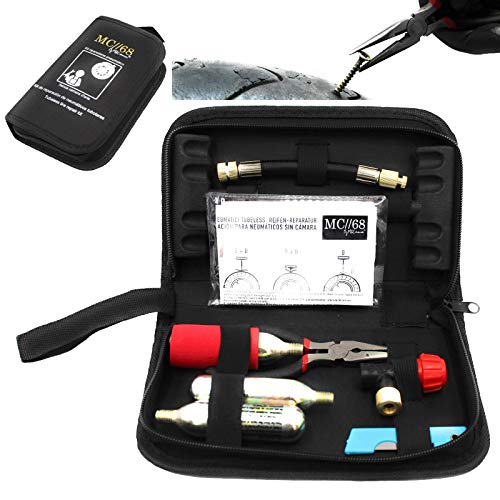 Kit Riparazione Pneumatici Moto Set Portatile Ripara Gomme Tubeless...
