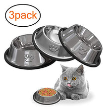 Carica l'immagine nel visualizzatore di Gallery, 3 Pezzi Ciotole Gatto, Piotola Cibo in Acciaio Inox Antiscivolo per...