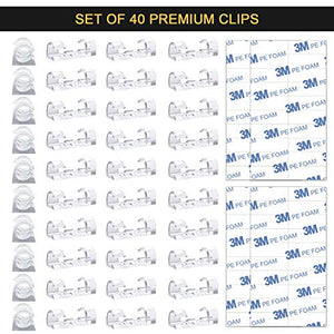 [40 pezzi] Autoadesivo Clip Cavo Fermacavi Supporto 40PCS, Trasparente