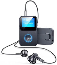 Carica l&#39;immagine nel visualizzatore di Gallery, Lettore MP3, mini lettore musicale Bluetooth MP3, lettore musicale portatile HiFi senza perdita di suono, per camminare, correre, controllo della fotocamera, espandibile fino a 128 GB, nero con cuffie