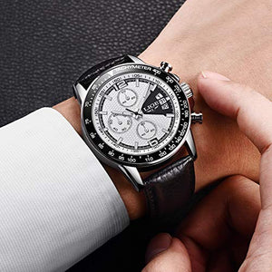 Orologio da Uomo,LIGE Impermeabile Cronografo Cinturino in Argento Bianco - Ilgrandebazar
