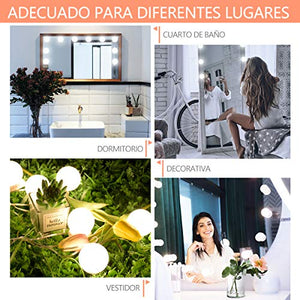 Luci di Specchio per Trucco LED Lampada da 10 Pcs - Lampadine Dimmerabili - Ilgrandebazar