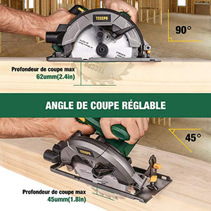 Sega Circolare, TECCPO Professionale 5800 RPM 1200W Elettrica, con 24T... - Ilgrandebazar